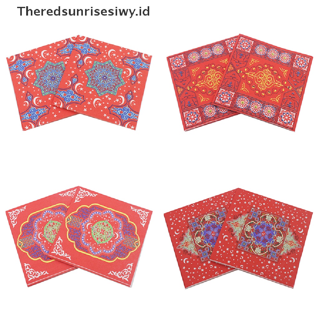 # Baju Lebaran # 20pcs/pack Dekorasi Ramadhan Eid Mubarak Printed Holiday Napkin Tissue Wajah~