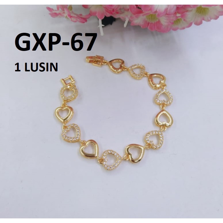 [1 LUSIN ISI 12] GELANG XP RANTAI LOVE DIAM EMAS GOLD TERMURAH / DUNIA GELANG TERBARU