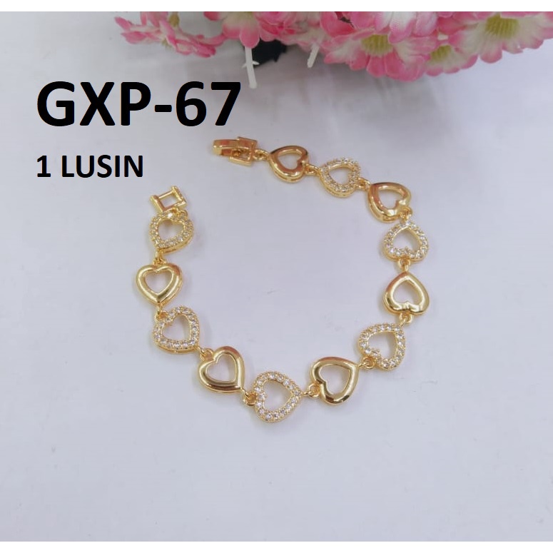 [1 LUSIN ISI 12] GELANG XP RANTAI LOVE DIAM EMAS GOLD TERMURAH / DUNIA GELANG TERBARU