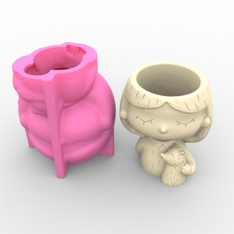 Siy Cetakan Pot Bunga Wajah Silikon DIY Succulent Planter Pot Mold Gypsum Clay Mold