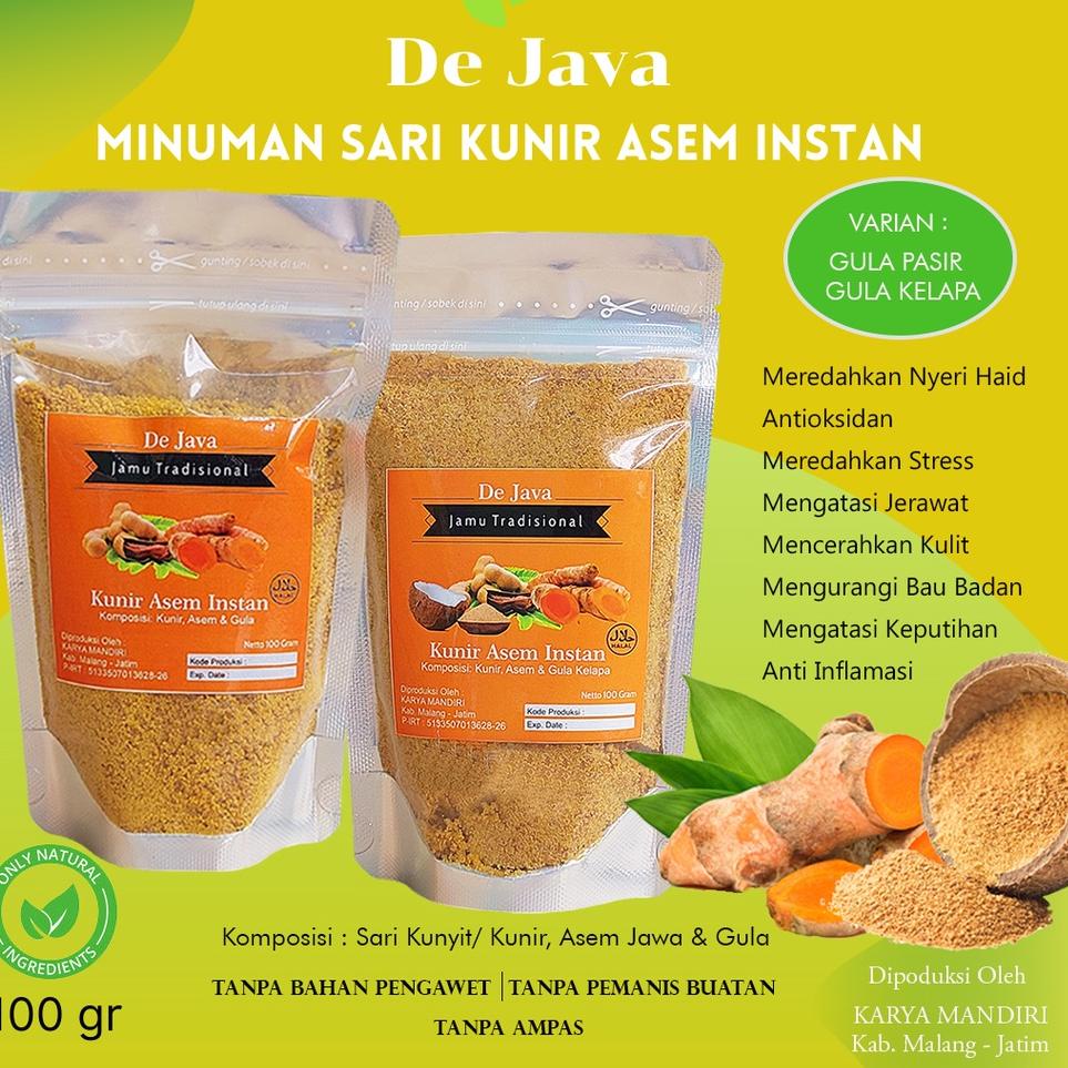 

Y33 Kunir Asem Instan Dejava Kunyit Asam Bubuk Minuman Jamu Tradisional Sari Kunir Asem Tanpa Ampas Gula Putih Gula Kelapa Coconut Sugar 100 gram TOP PRODUCT ➻