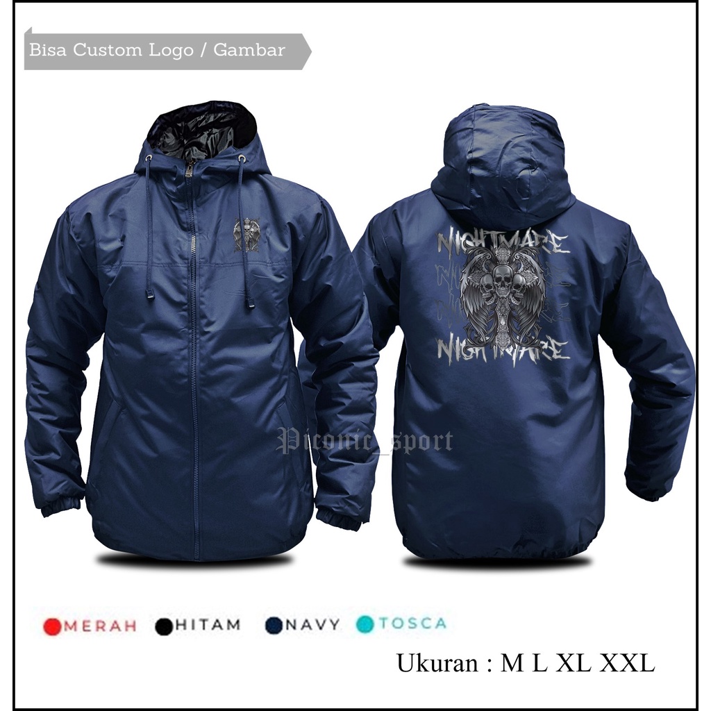 Jaket Coat Reguler Pria Custom Hoodie Zipper Nightmare