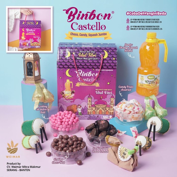 

Kue Kering Lebaran Binbon Castello Choco Candy Squash Halal