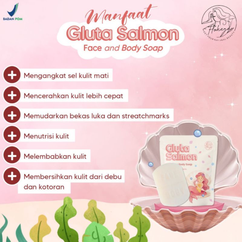 FLOHERA Chroma Bright Kunyit Collagen Gluta Salmon | Sabun Pencerah Pemutih Perontok Daki