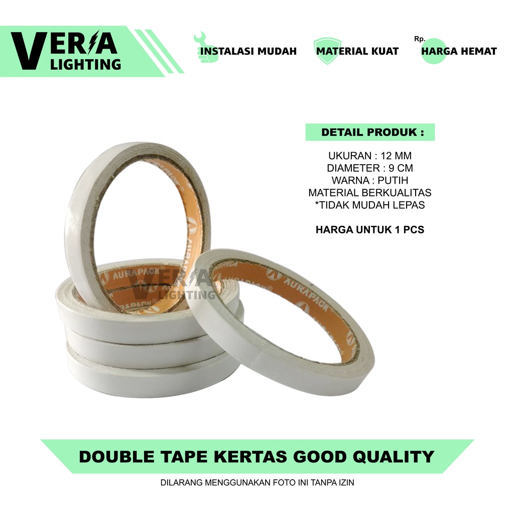 

Double Tape Perekat 2 Sisi 12 MM / Double Tape Kecil 1/2 Inch