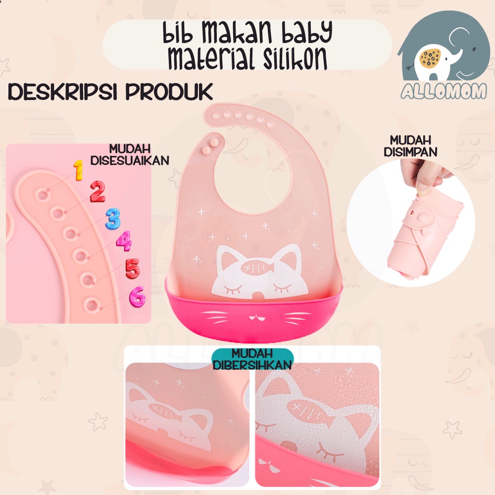 Tadah Iler / Tadah Makan Bayi / Bib Makan Anak Silicon Karet Waterproof Anti Air Celemek Makan Bayi