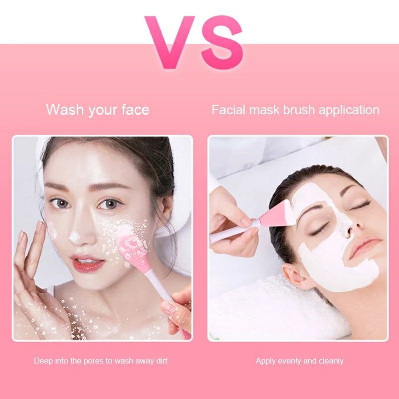 Sikat Pembersih Komedo dan Spatula Masker Silikon Wajah 2 in 1