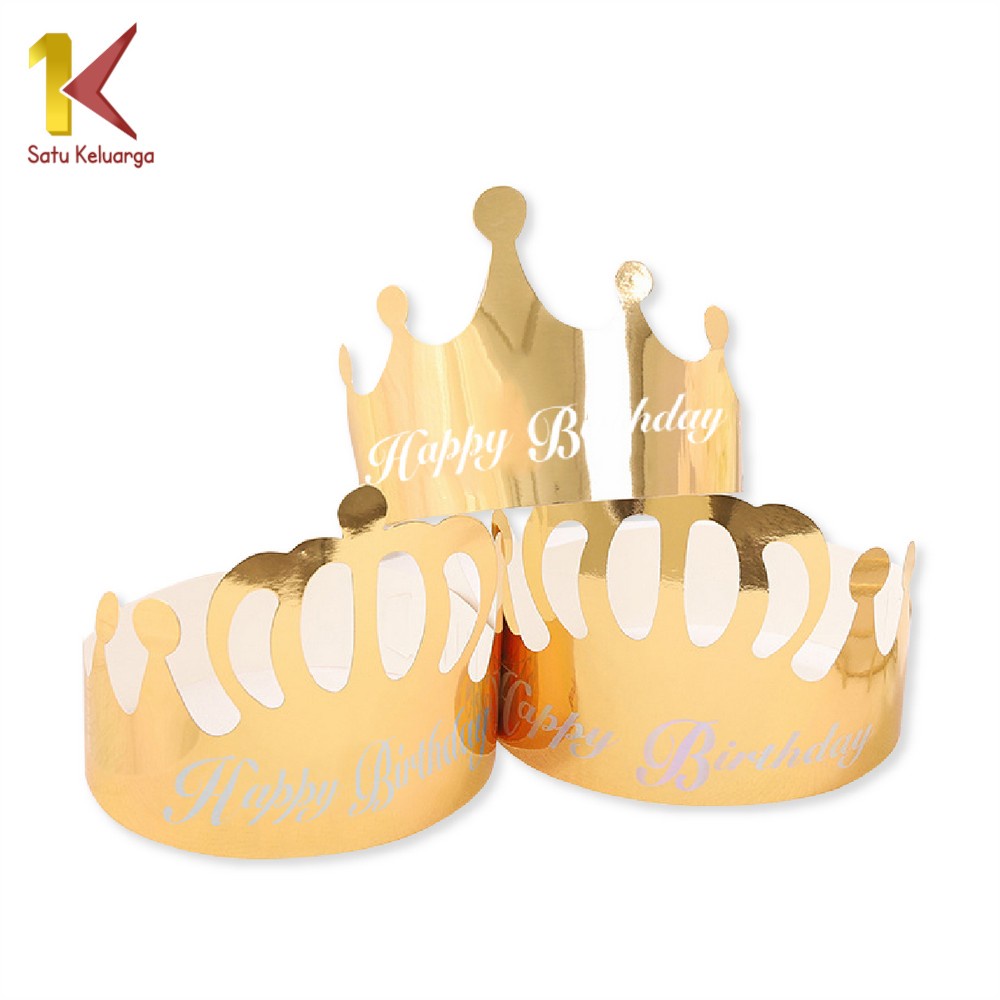 Satu Keluarga Topi Anak Ulang Tahun Kertas Bentuk Mahkota C790 HBD Dekorasi Pesta Crown Birthday Par