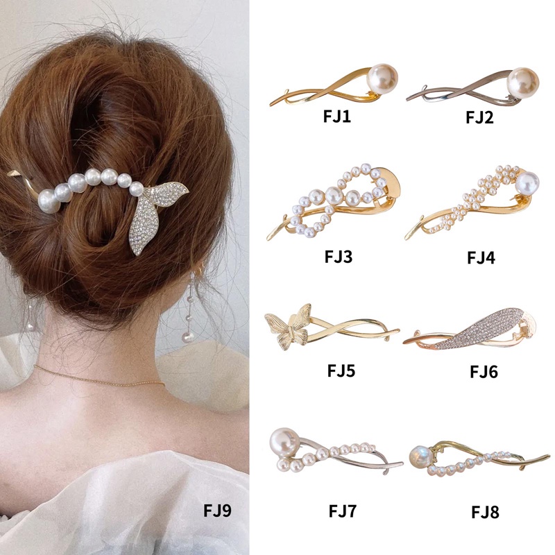 Korea Logam Kupu-Kupu Mutiara Klip Rambut Jepit Rambut Fashion Manis Ponytail Clip Barrettes Hairgrips Hiasan Kepala Wanita Hair Accessorie