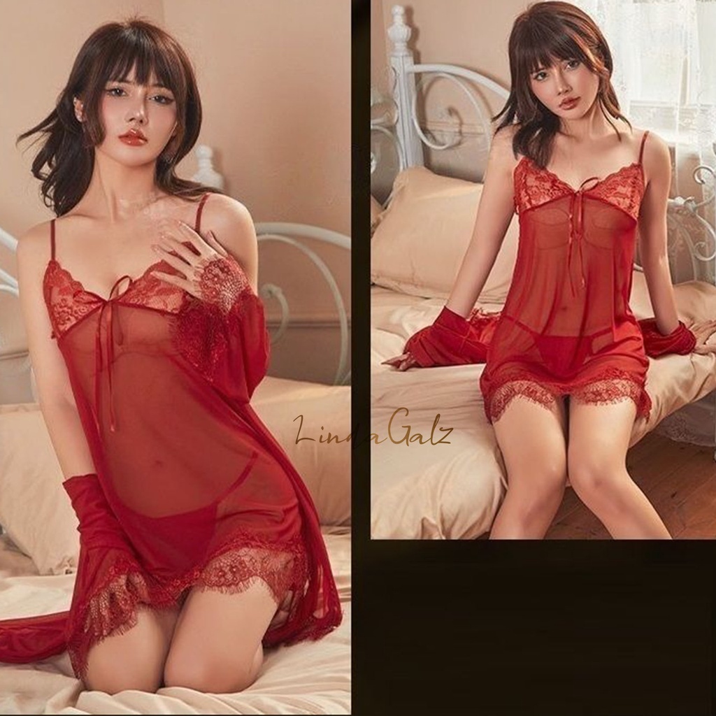 LindaGalz - Pakaian Tidur Wanita Dewasa / Kimono lingerie Sexy Jumbo 4 in 1 2001-1