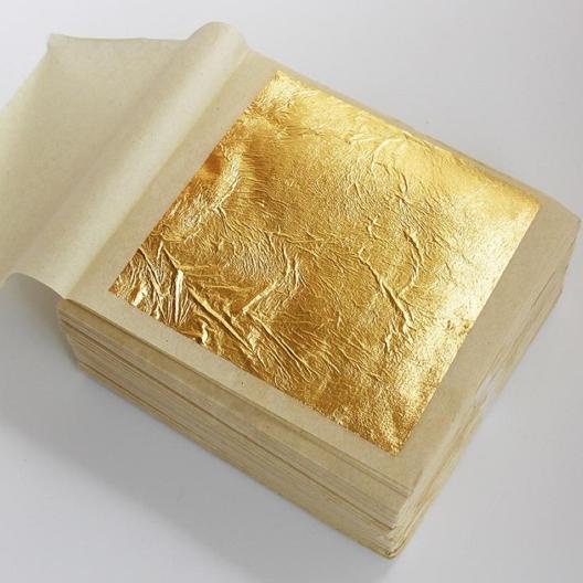 

❄ Edible Gold leaf bisa dimakan 24k sise 4.3cm ( isi 10 sheets) ✬