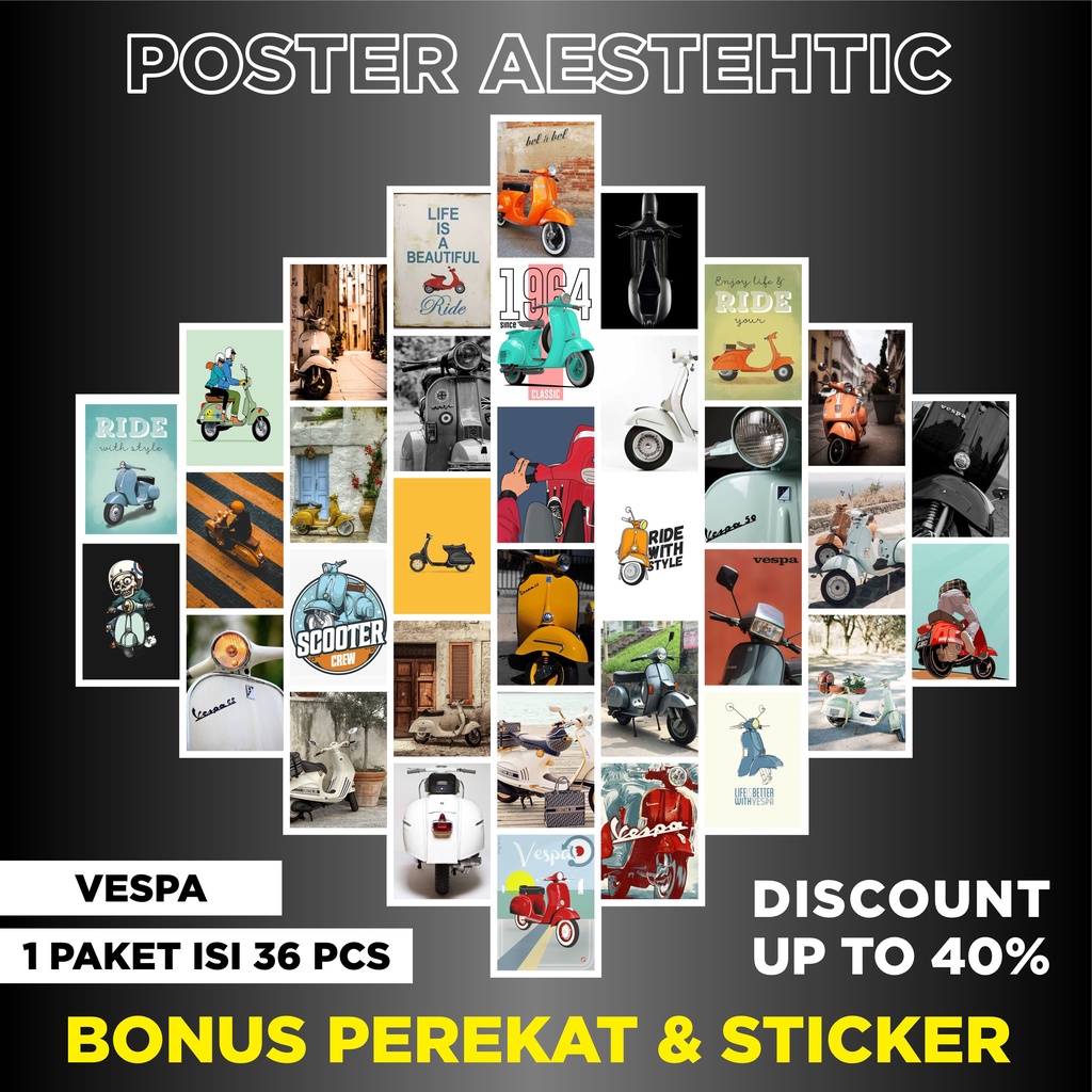 Poster Vespa Classic A5 ISI 36LBR