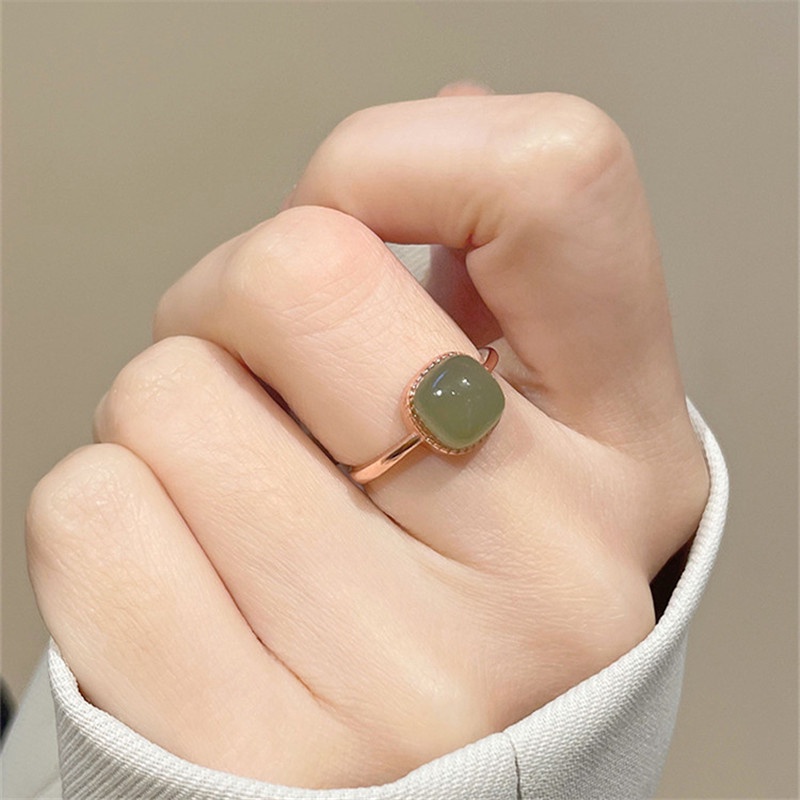 Ceruk Emas Klasik Buatan Giok Elegan Hetian Giok Kecil Gula Batu Cincin Perempuan Asap Ungu SWEETHEARTJEWELRY