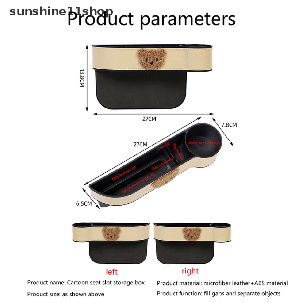 Sho Kotak Penyimpanan Celah Mobil Kartun Beruang Multi-Gunakan Armrest Organizer Multi-Fungsi Kotak Tisu Mobil Car Storage Box N