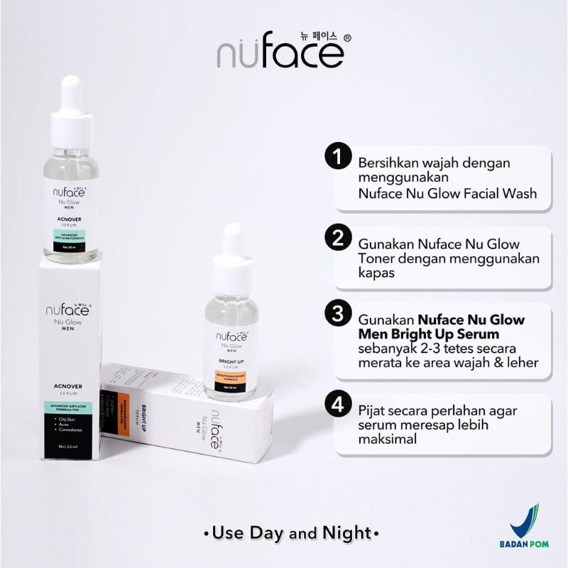 Nuface Nu Glow Men Serum | Bright Up Serum / Acnover Serum