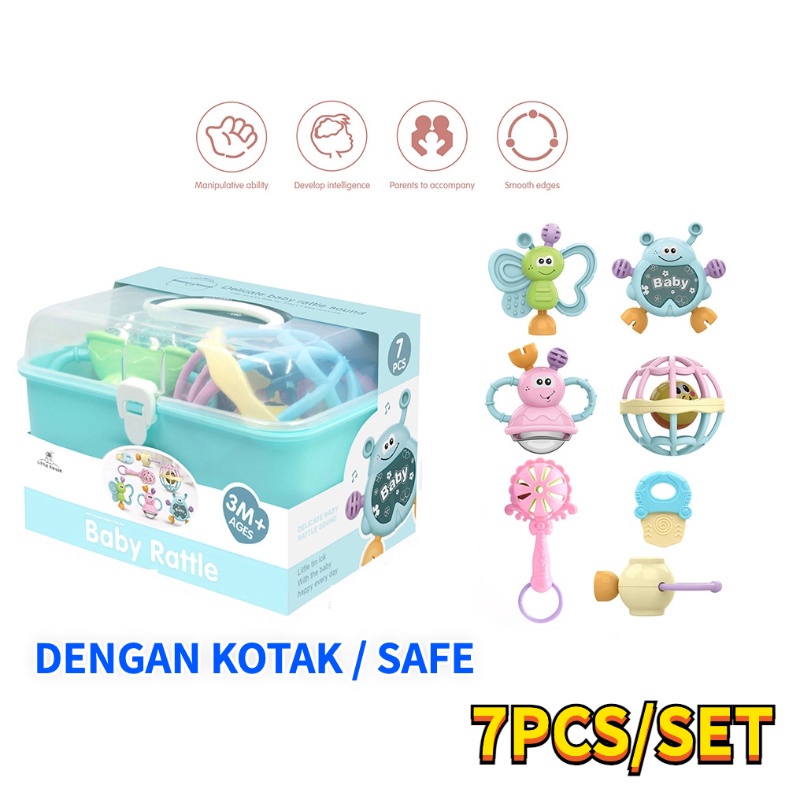 【COD】Teether bayi gigitan bayi bpa free Mainan Kerincingan Bayi 0-12 Bulan Pendidikan Awal Teether Bayi Set Rattle Bayi Musik