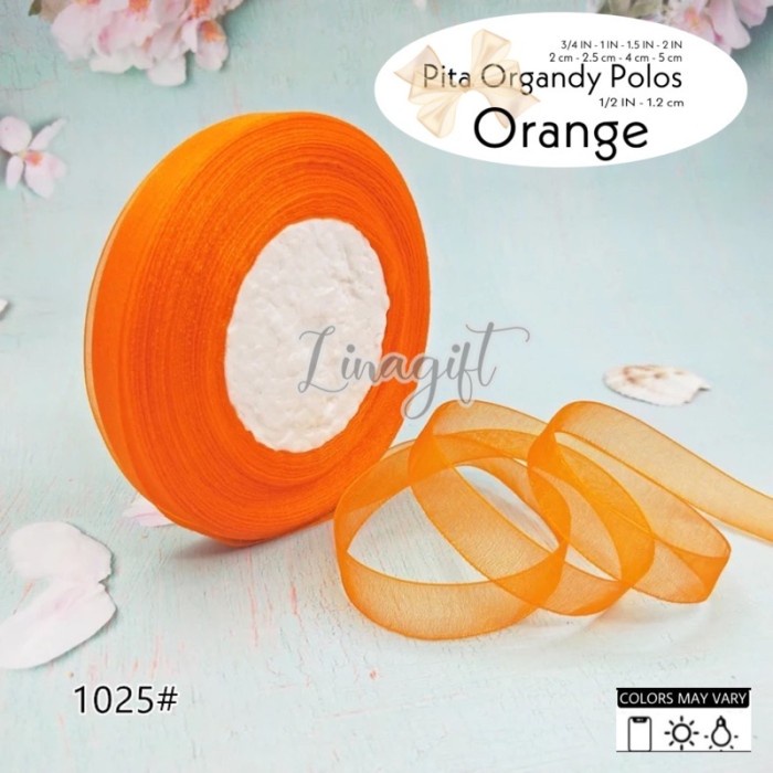 

AIM24- PITA ORGANDY POLOS/ ORGANDI/ ORGANZA/ KADO UK 1 INCH/ 2.5 CM ROLL 18 M - Orange