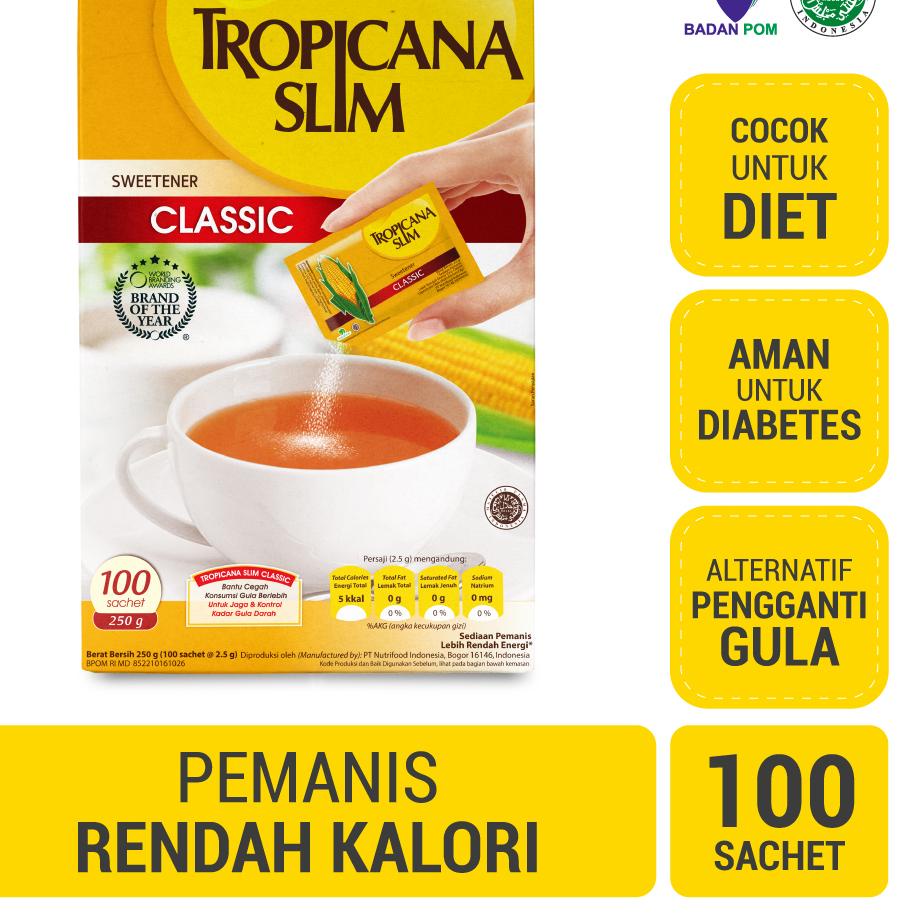 

✭ Tropicana Slim Sweetener Classic 100 sachet - Pemanis untuk Bantu Batasi Gula ♥