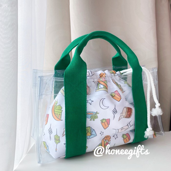 

Tas hampers lebaran eid idul fitri hijau green bag pvc new normal kado