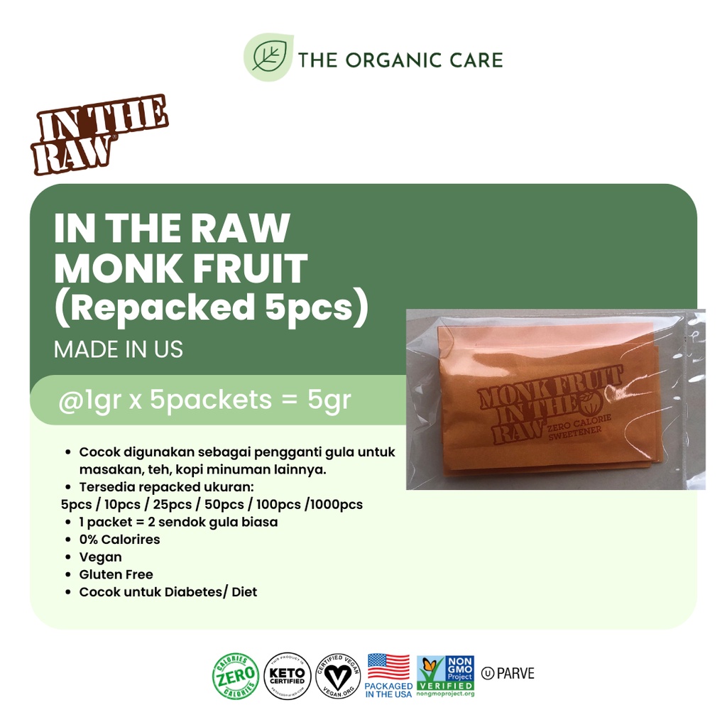 

MONK FRUIT IN THE RAW GULA KETO EXTRAK BUAH MONKFRUIT LO HAN GUO Sweetener Erythritol TRIAL SIZE 5/ 10/ 25pcs