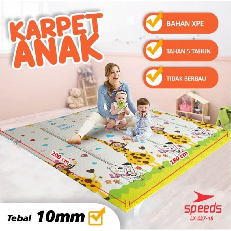 Playmat 10mm Speeds Matras Baby Tikar Lipat Foam Anak Playgym