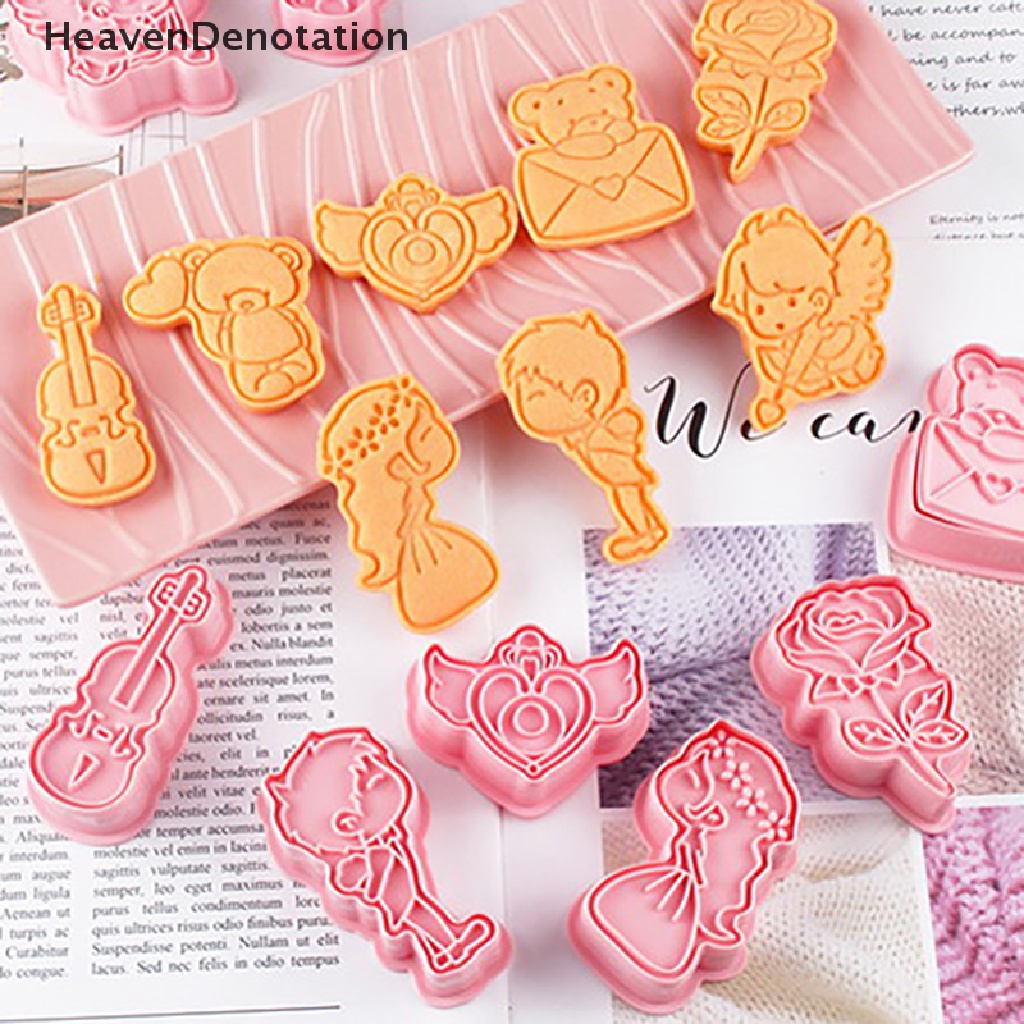 [HeavenDenotation] 8 Pcs Cinta Hati Valenes Hadiah Hari Mawar DIY Pasangan Kartun Biskuit Cetakan Cookie Cutter 3D Biskuit Cetakanbaking Cetakan Bake HDV