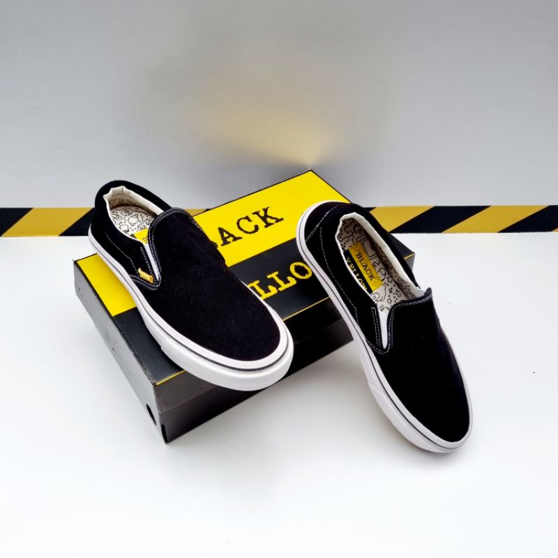 sepatu blck yellow original produk lokal