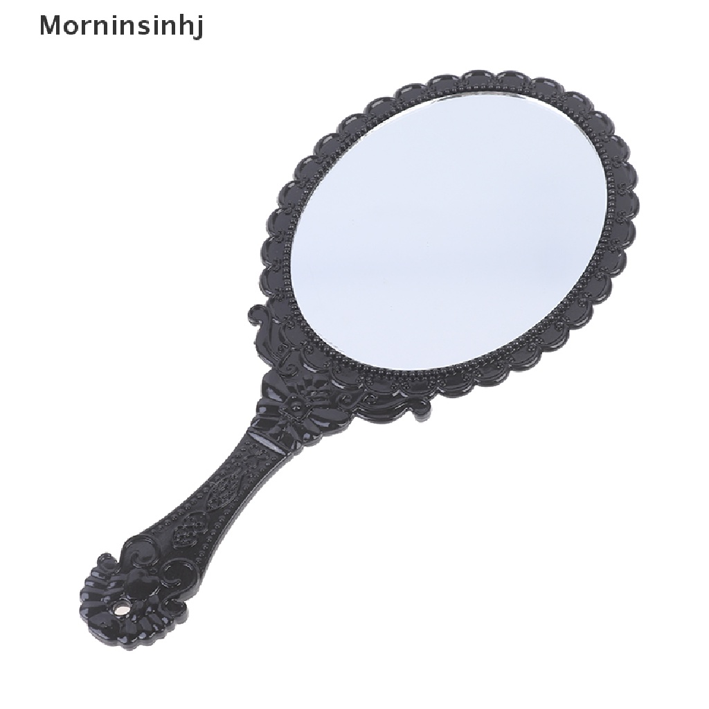 Mornin Vintage Ukir Handheld Vanity Mirror Cermin Rias Tangan Gagang Cermin Kosmetik id