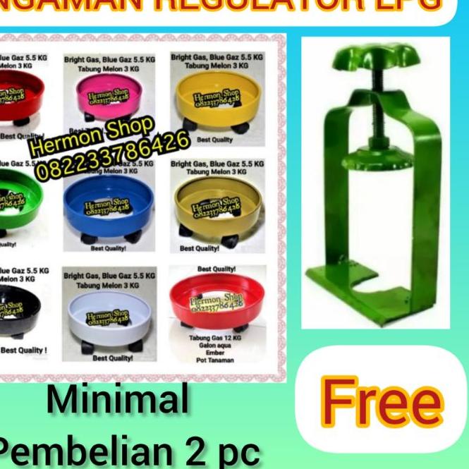 ✶ TATAKAN RODA BESI LPG BLUE GAZ 5KG BRIGHT GAS 3KG TABUNG MELON ♥