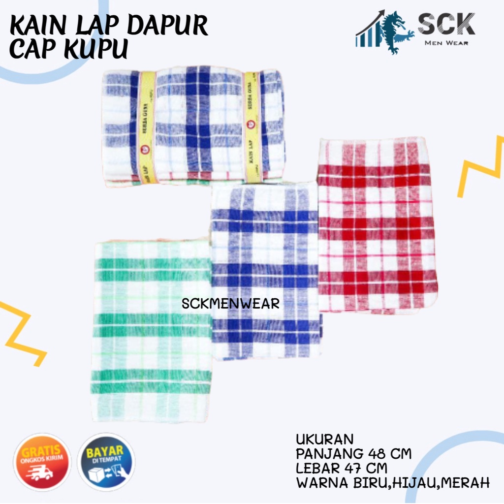 [ISI 3] Serbet CAP KUPU / KAIN LAP DAPUR MOTIF KOTAK KAIN KATUN - sckmenwear GROSIR