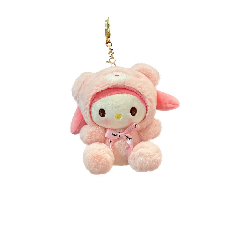 Kawaii Hello Kitty Gantungan Kunci Sanrio Anime Kartun Melody Kuromi Cinnamoroll Mainan Lucu Liontin Boneka Gantungan Kunci Mobil Gadis Mainan Anak