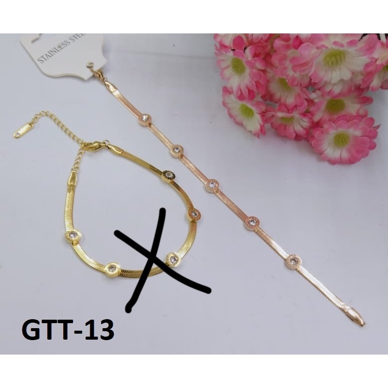 GELANG TITANIUM EMAS GOLD BULAT ROMAWI DIAM TERMURAH / DUNIA GELANG TERBARU