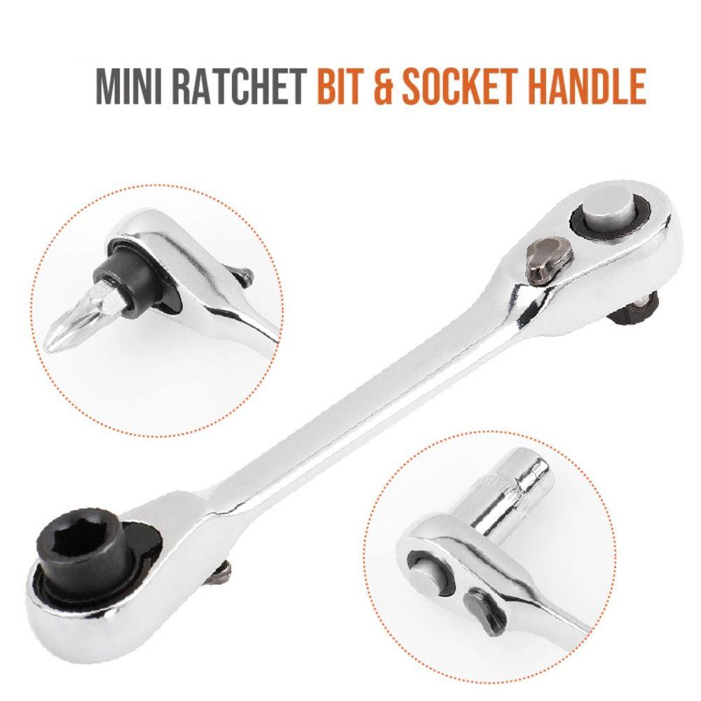 Lanfy 2in1 Ratchet Wrench Mini Untuk Pelepas Sekrup Socket Wrench Tool Batch Head Screwdriver Bit