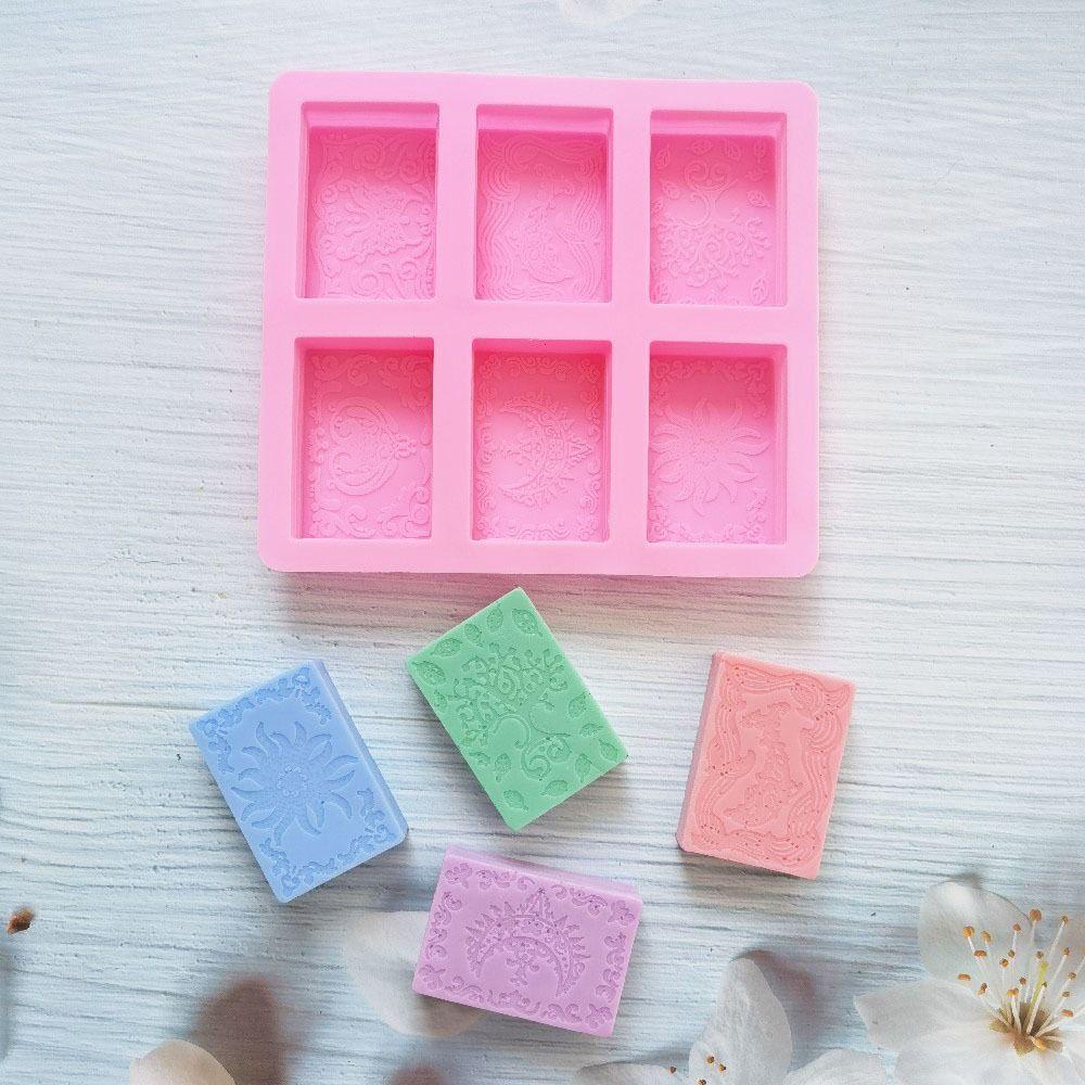 [Elegan] Cetakan Sabun Pola Relief Elips Handmade Fragrance Candle Soap Making Gypsum 6rongga Dekorasi Baking Cetakan Silikon