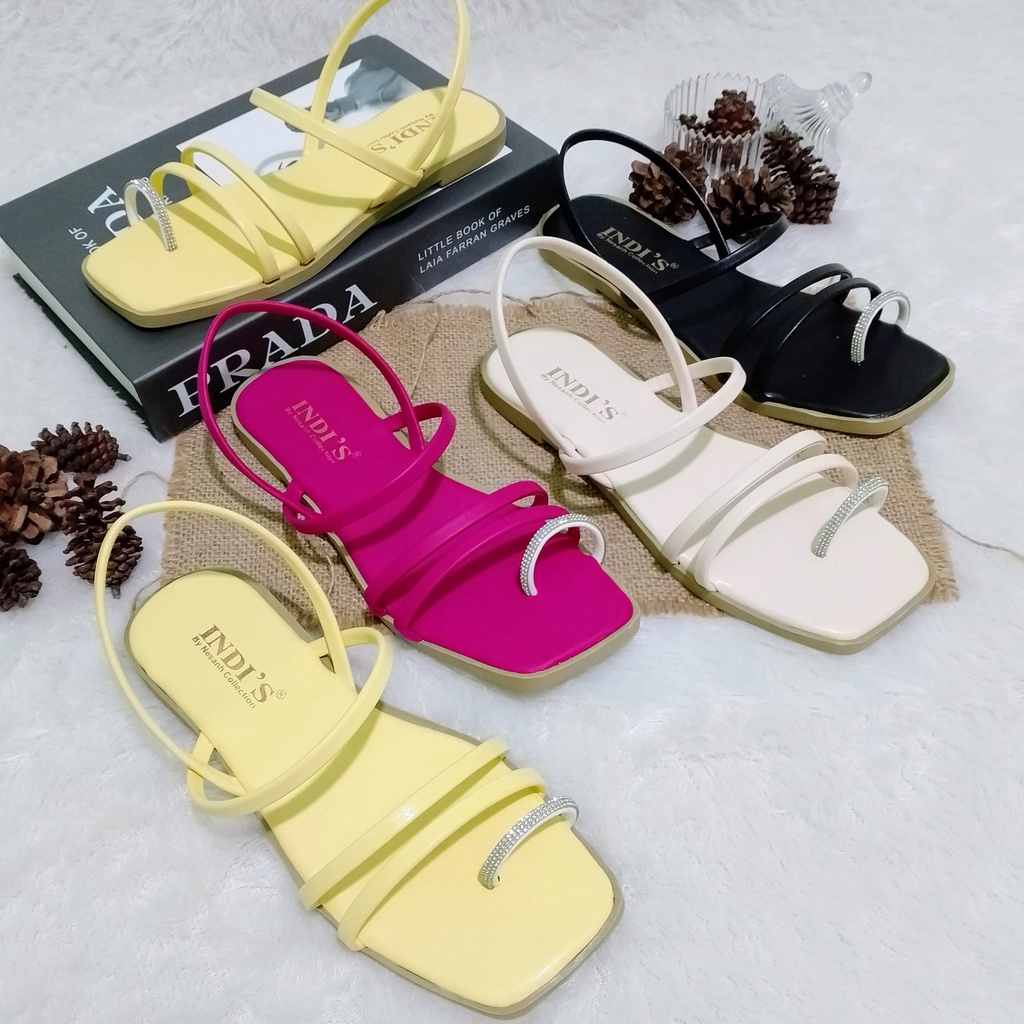 Sandal Wanita LIVIA by Nesanh Sandal Tali Wanita Kekinian Permata Mutiara Terbaru