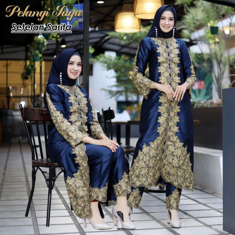 Terbaru Set Baju Gamis Atasan Dress Celana Kulot Pakaian Lebaran Kondangan Wisuda Pesta Jumbo premiu