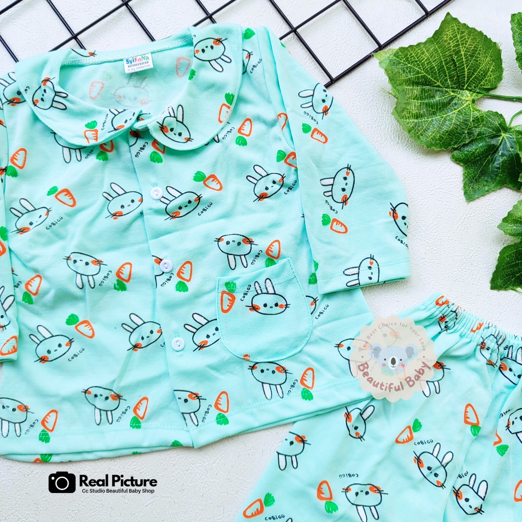 Setelan Piyama Baju Bayi Perempuan 3-18 Bulan Lengan Panjang Celana Panjang Motif Wortel / Baju Bayi Perempuan Syifana / Baby.ou