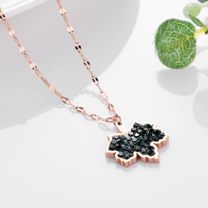Kalung daun warna Titanium Korea Style Wanita Anti Karat harga grosir bisa bayar di tempat