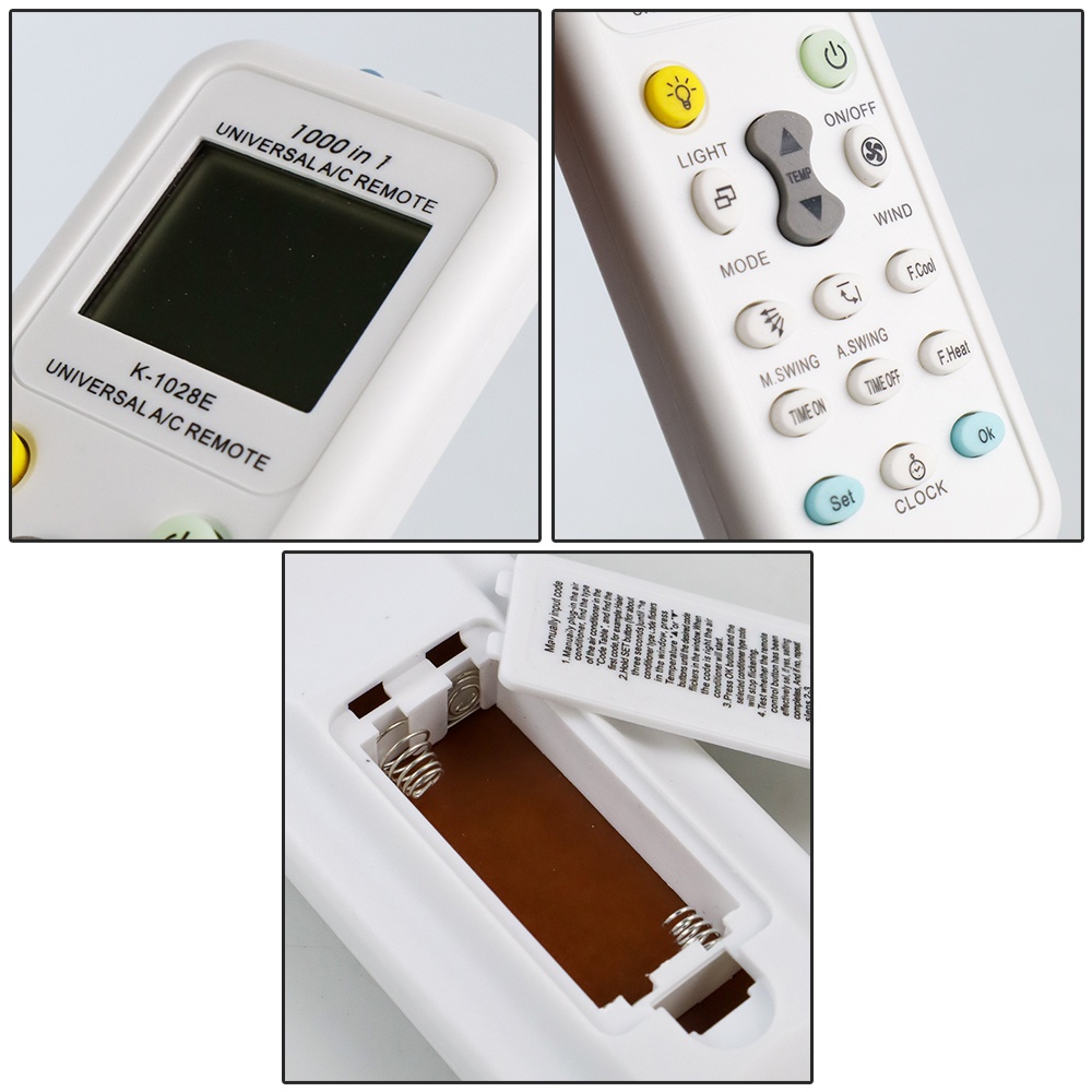 CHUNGHOP Universal AC Remote Controller with Flashlight - K-1028E - White - CHRC03WH