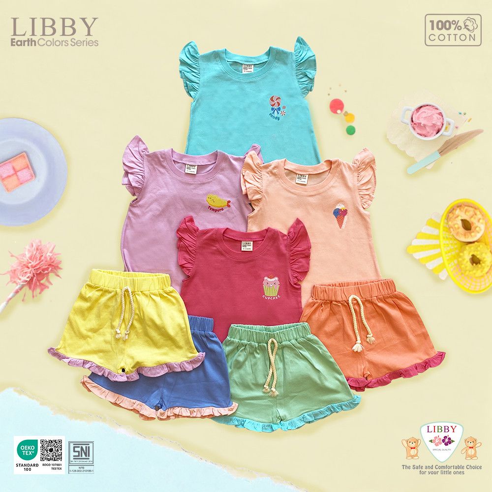 LIBBY Earth Setelan Anak Niji Set Oblong Pendek Celana Pendek Series - Setelan Pendek Anak