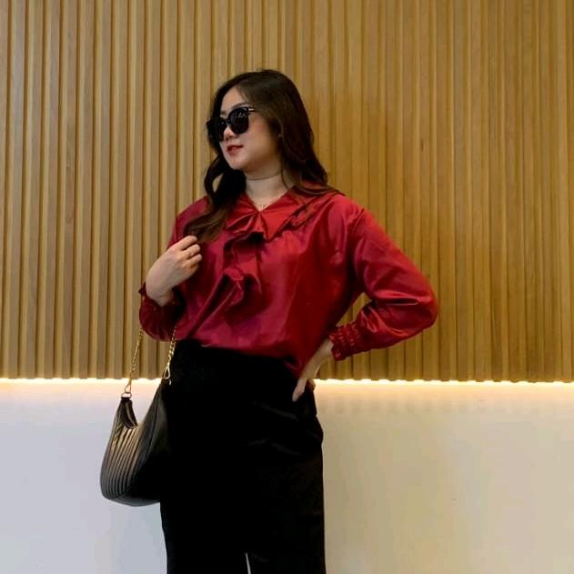 AVE Yoona silk blouse | korean blouse silk lengan panjang