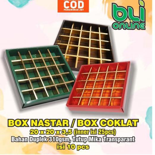 

J85 Box Nastar 20x20x3.5 isi 10pcs / Dus Coklat / Kemasan Mochi / Kotak Coklat / Kotak Nastar TERLARIS ね