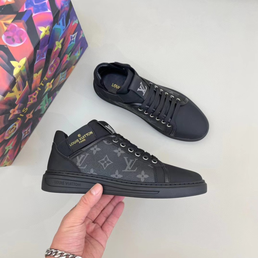 sepatu cowok sneaker pria men shoes run away top lv mono hitam mirror p1shoes