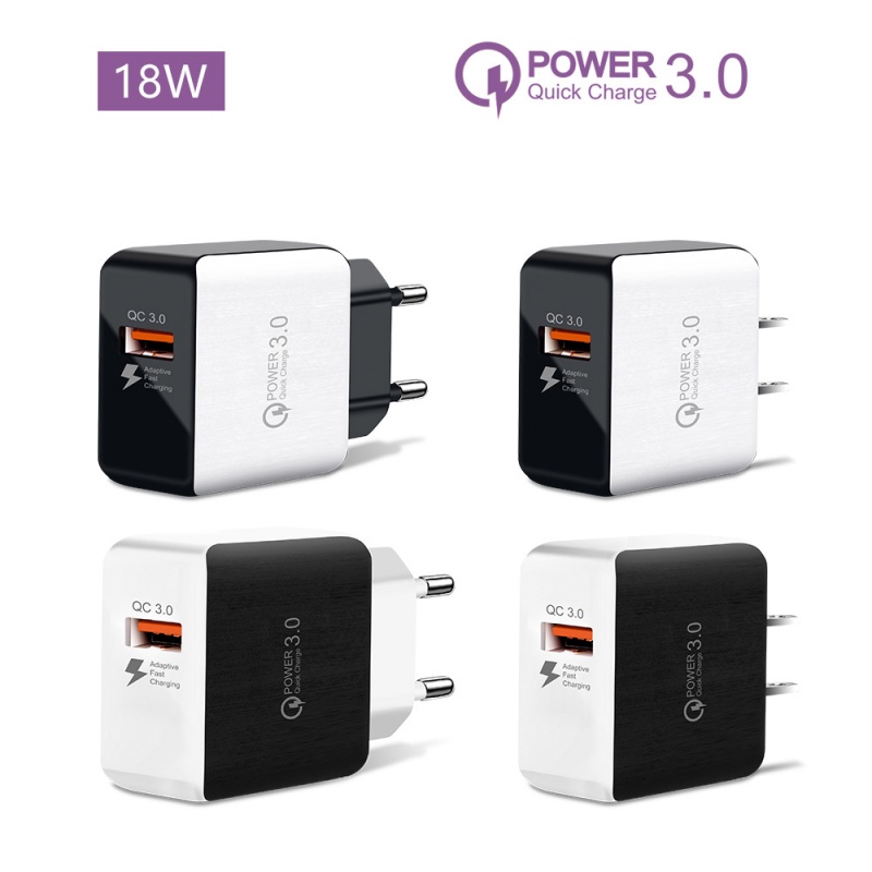 18w 5V 3A Adaptor Daya Charger Ponsel QC3.0 Pengisian Cepat Kepala Pengisian USB Port Tunggal