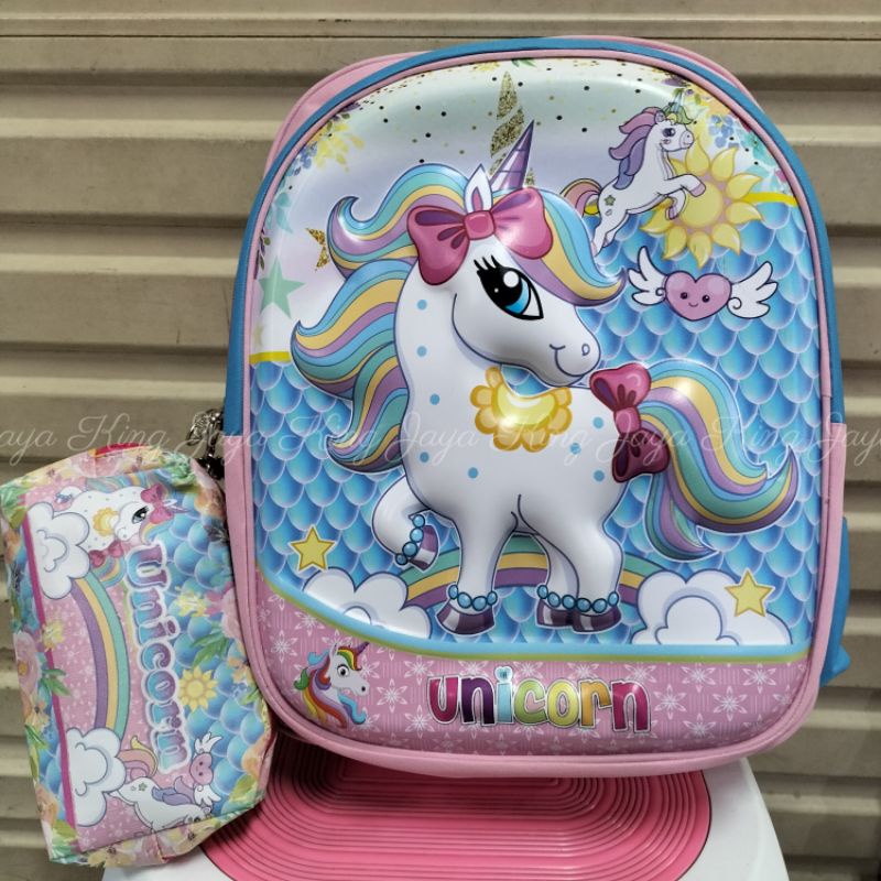 Ransel TK Murah Gasing Kids 14 Inc Emboss Batok Karakter Tas Sekolah Anak Perempuan HK Pony Unicorn