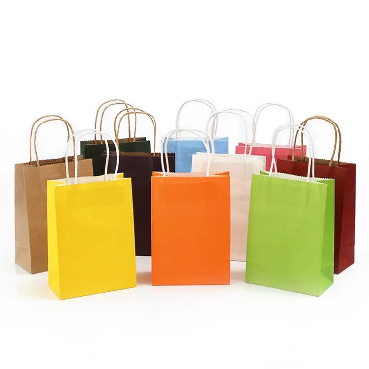 [12 Pcs] Paper Bag Warna Warni / Tote Bag / Shopping Bag / Hand Bag Kertas Polos / Tas Kraft Kertas Polos Warna Warni / Kantong Krts Polos Wrn