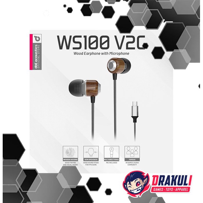 dbE WS100 Wood Earphone with Microphone - WS100 V2C Type C