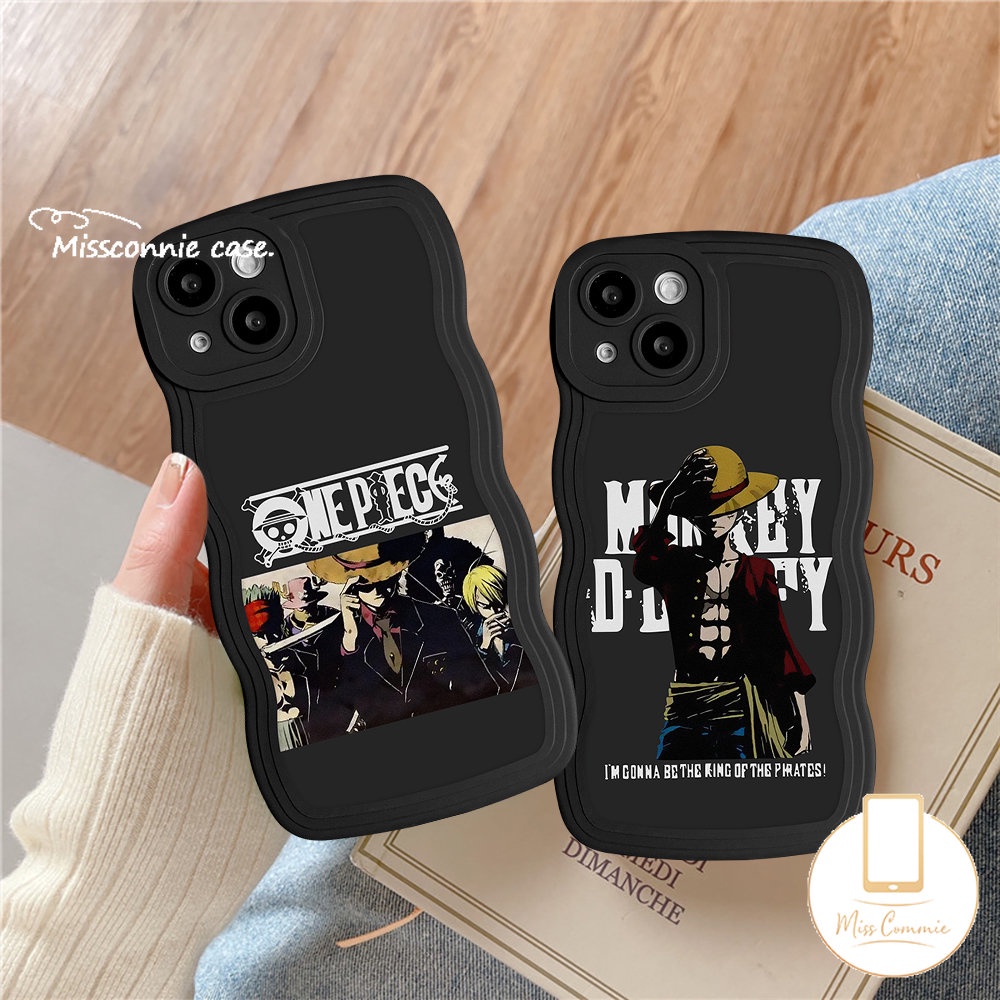 Casing Anime One Piece Redmi 12C 10C A1 10 9 9T 9A A1+10A 9C NFC POCO M3 X3 NFC Mi 11T Pro Redmi Note 10s 11 9s 8 10 9 11Pro 10Pro Max Soft Tpu Kartun Luffy Wavy Edge Cover Belakang