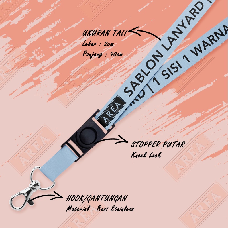 

lanyard Sablon 1 Warna 1 Sisi Custome/Lanyard Biru Muda Sablon Custome