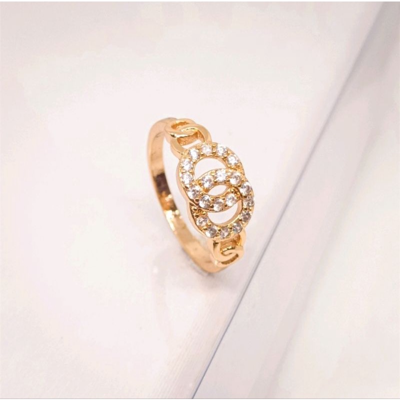 cincin wanita perhiasan fashion mewah, dengan permata zircon